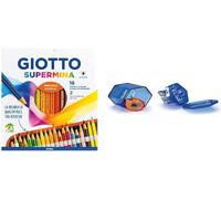 Pastelli Giotto Supermina da 18 pz 3,8 mm + Temperamatite giotto 3 fori