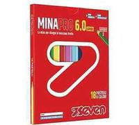 Seven Pastelli Scuola Minapro 6.0 - Scatola 12 Pz, 12 Pastelli a colori con spazio nome personalizzabile, Bambini e Ragazzi