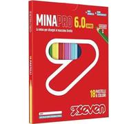 Seven Pastelli Scuola Minapro 6.0 - Scatola 18 Pz, 18 Pastelli a colori con spazio nome personalizzabile, Bambini e Ragazzi