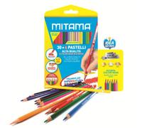 Pastelli Colorati MITAMA - Pastelli Triangolari con Mina 3,3-30 Colori Brillanti - 6 Pastelli Colori Metallizzati - Facili da Temperare - con Spazio per il Nome