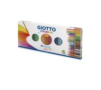 F.I.L.A. Astuccio 50 Pastelli A Matita Giotto Stilnovo - Contiene 44 Colori Classici, Oro, Argento, E 4 Fluo - Diametro Mina 3,8Mm