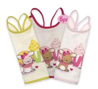 PASTELLO - 6 BAVAGLIE SPUGNA CHIUSURA CON LACCI BAMBINA LOVE COTONE COLORATE