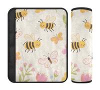 Pastello disegno fiore api farfalla rosa crema 2 Pack cintura di sicurezza pad carino protegge il collo e le spalle per berlina Protector para cinturón de carro