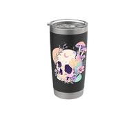 Pastello Goth Cranio Funghi Witchy Menhera giapponese Harajuku Bicchiere termico in acciaio inox doppia parete