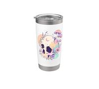 Pastello Goth Cranio Funghi Witchy Menhera giapponese Harajuku Bicchiere termico in acciaio inox doppia parete