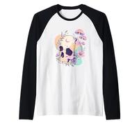 Pastello Goth Cranio Funghi Witchy Menhera Giapponese Harajuku Maglia con Maniche Raglan