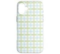 Pastello Green Gingham Plaid Pattern Spring a scacchi Design Custodia per iPhone 16 Plus