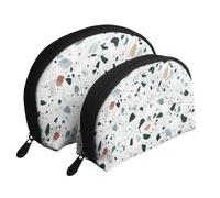 Pastello Marmo Terrazzo, Borsa per trucco a conchiglia Portamonete da donna Borsa da toilette piccola Borsa per cosmetici 2 pezzi