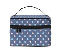 Pastello Punti Sfondo Blu Navy, Borsa per il trucco Borsa per cosmetici Borsa da toilette da viaggio portatile Astuccio per matite Astuccio da toilette