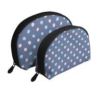Pastello Punti Sfondo Blu Navy, Borsa per trucco a conchiglia Portamonete da donna Borsa da toilette piccola Borsa per cosmetici 2 pezzi