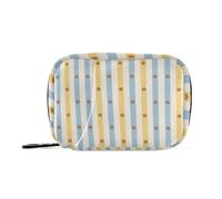 Pastello, retrò, semplice striscia, giallo, borsa medicinale da viaggio con scomparti staccabili, portapillole da viaggio riutilizzabile per borsa