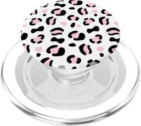 Pastello Rosa Chiaro Nero Bianco Leopardo Ghepardo Stampa Animale PopSockets PopGrip per MagSafe