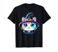 Pastello Strega Gatto Carino Halloween Magic Design Maglietta