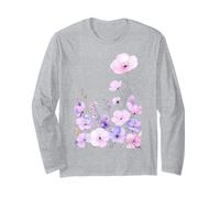 Pastello Wildflower Garden Soft Floral Spring Art Nature Flowe Maglia a Manica