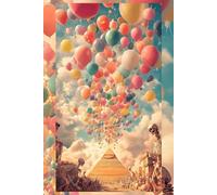 Pastels balloon world Notebook 6x9: Pattern_of_colorful_balloons_floating_above_a_pyramid_bone_mummy_pastels