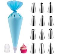 Pasticceria Kit,14 Pezzi Beccucci Sac a Poche e 1 Pezzi Tasca da Pasticceria Riutilizzabili,Bocchette sac a Poche per Fai da Te di Biscotti,Cupcakes