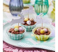 Pasticceria pasquale per pasticceria e coniglietto decorazioni per torte | 24 fodere per muffin a quadretti verdi e gialli con ricetta | Attività per bambini