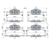 Bosch BP2243 Pastiglie freno - Certificato ECE-R90-1 set di 4 pastiglie