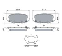 Bosch Kit pastiglie freno 0 986 424 961 posteriore per Jeep Cherokee set di 4 pastiglie