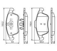 Set di pastiglie freno BOSCH 0 986 494 556, anteriore