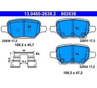 602638 Kit pastiglie pattini freno Ate Posteriore per CHEVROLET TRAX OPEL MOKKA