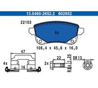 Pastiglie freno 13.0460-2652.2 ATE per RENAULT GRAND SCÉNIC III SCÉNIC III