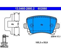 602880 KIT 4 PASTIGLIE FRENO POSTERIORI ATE NUOVE & ORIGINALI