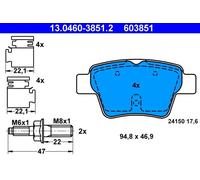 Pastiglie freno 13.0460-3851.2 ATE per PEUGEOT 207 207 CC 207 SW