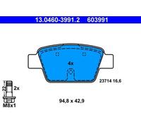 Pastiglie freno 13.0460-3991.2 ATE per FIAT ALFA ROMEO LANCIA