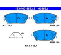 ATE Set pastiglie freno 13.0460-5522.2 - anteriore per MAZDA 3 Hatchback / Tre volumi