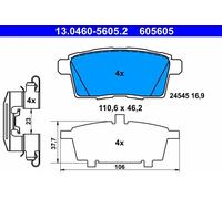 Set di pastiglie freno ATE 13.0460-5605.2, posteriore