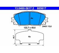 Kit pastiglie freno, Freno a disco ATE 13046056172 compatibile con LEXUS TOYOTA