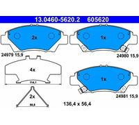 Pastiglie freno 13.0460-5620.2 ATE per HONDA JAZZ III INSIGHT JAZZ IV