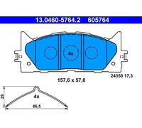 ATE Kit pastiglie freno 13.0460-5764.2 anteriore freno a disco per TOYOTA, LEXUS