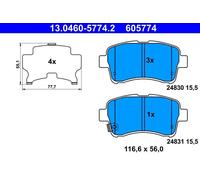 ATE Kit pastiglie freno 13.0460-5774.2 - Anteriori per Suzuki Liana Hatchback