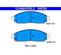ATE pastiglie freno 13.0460-5783.2 163,7x54,2 spessore 16,7 mm con avvisatore acustico
