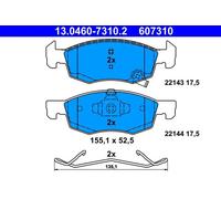 ATE pastiglie freno 607310 155,1x52,5 spessore 17,5 mm con avvisatore acustico