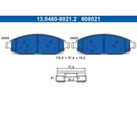 ATE 13.0460-8021.2 Kit pastiglie freno, Freno a disco per JEEP