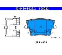 ATE Kit pastiglie freni 13.0460-8022.2 per Chrysler 300C, 300C Touring, 300C LX
