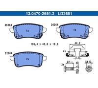 Pastiglie freno 13.0470-2651.2 ATE per RENAULT NISSAN