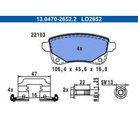 Pastiglie freno 13.0470-2652.2 ATE per RENAULT GRAND SCÉNIC III SCÉNIC III