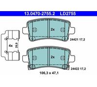 Set di pastiglie freno ATE 13.0470-2755.2, posteriore, Ceramica, Contatto di avvertimento