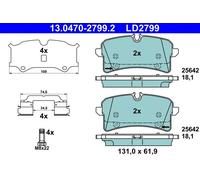 Set di pastiglie freno ATE 13.0470-2799.2, posteriore, Ceramica