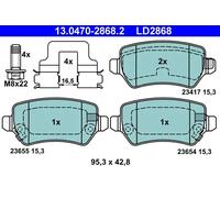 Set di pastiglie freno ATE 13.0470-2868.2, posteriore, Ceramica, Contatto di avvertimento