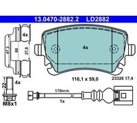 Set di pastiglie freno ATE 13.0470-2882.2, posteriore, Ceramica