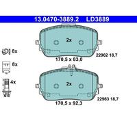 Set di pastiglie freno ATE 13.0470-3889.2, anteriore, Ceramica