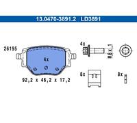 Pastiglie freno 13.0470-3891.2 ATE per PEUGEOT OPEL CITROËN