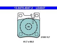 Set di pastiglie freno ATE 13.0470-4047.2, posteriore, Ceramica