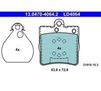 Set di pastiglie freno ATE 13.0470-4064.2, posteriore, Ceramica