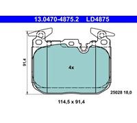 Set di pastiglie freno, freno a disco ATE Ceramic 13.0470-4875.2